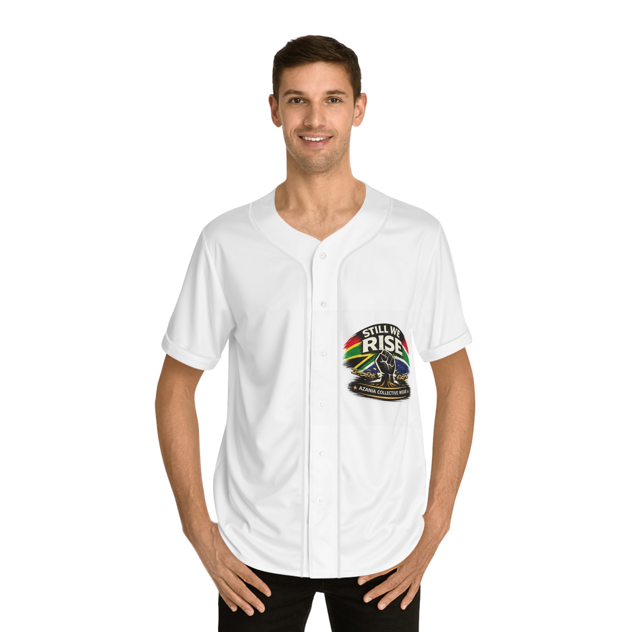 Still We Rise Baseball Jersey — Black Power Fist South Africa Pride